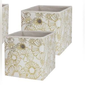 Set of 2 Mainstays Collapsible Fabric Cube Storage Bin, Gold Metallic